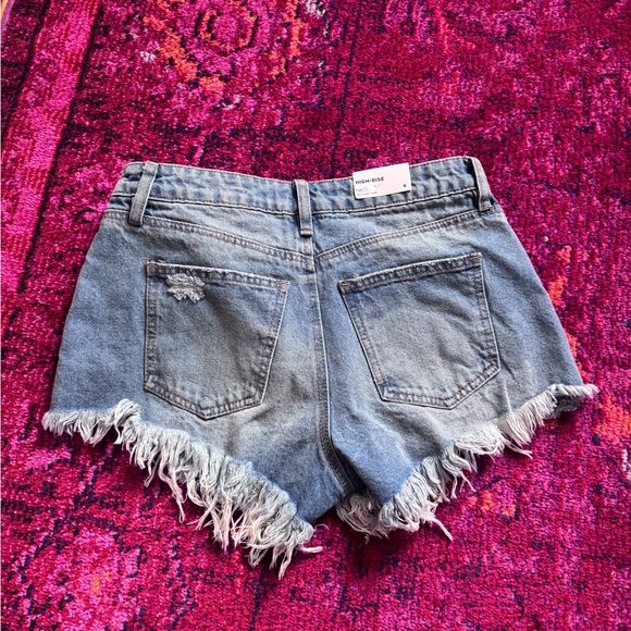 Blue Distressed Jean Shorts - Picture 2 of 3